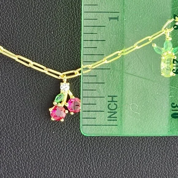 Fruit Fiesta: Sterling Silver 925 Multi-Fruit Necklace - Picture 6 of 7